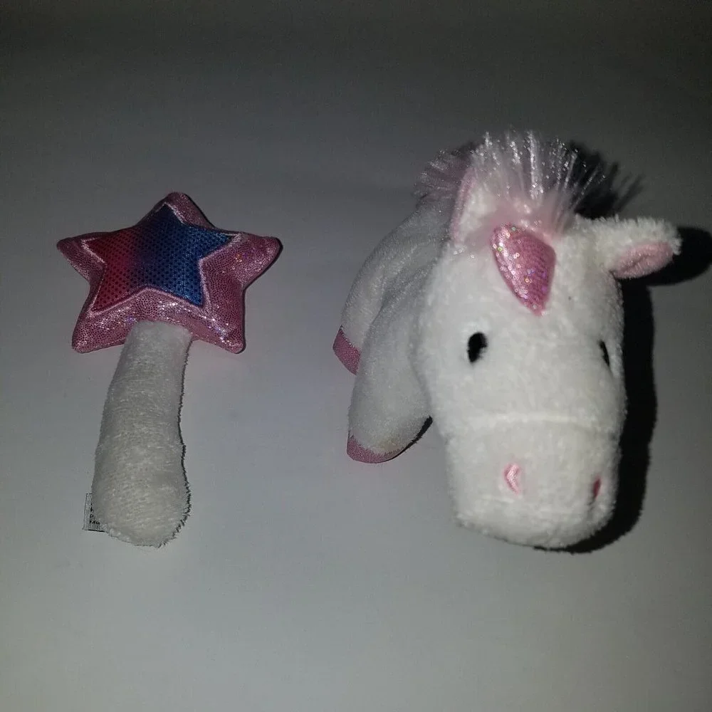 4 Prextex Plush Lot Pink Blond Girl Princess White Horse Mirror Star Wand